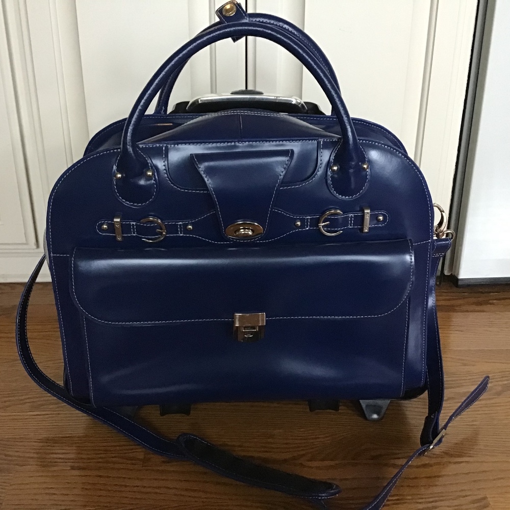 McKlein Leather Removable Wheeled Laptop Briefcase